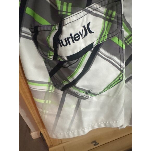 Hurley Mens Plaid Swim Trunks With Drawstring & Pocket Guessing Size M - Picture 3 of 6